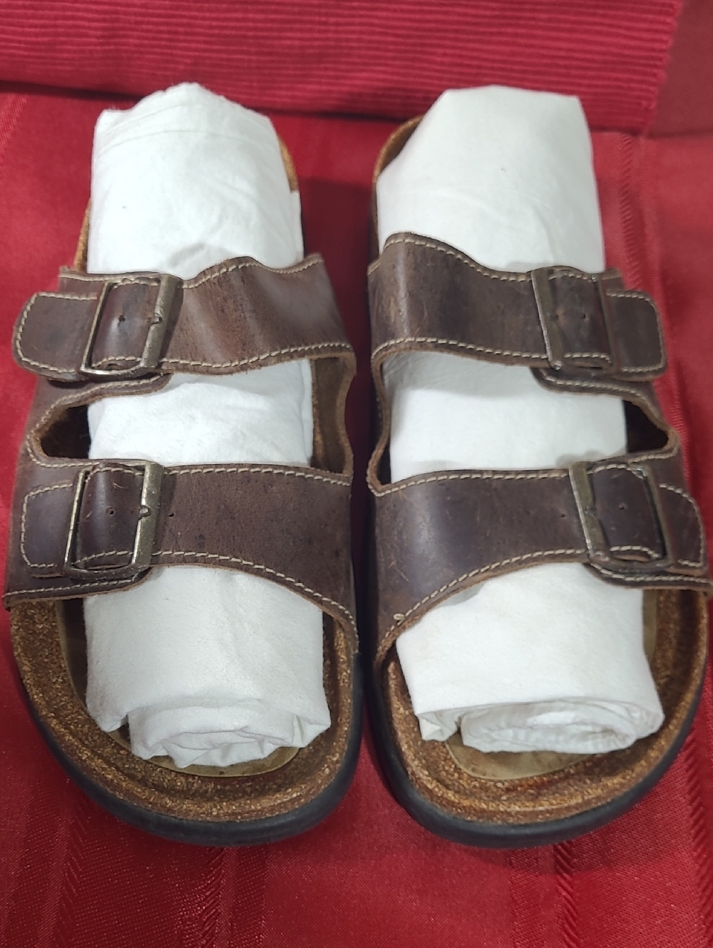 Men's Brown Double-Buckle Leather Claybrooke Outdoors Sandals